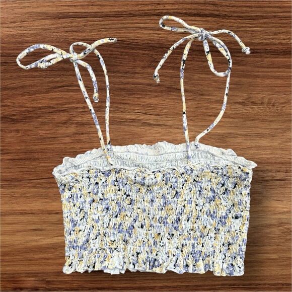 Wild Fable Floral Tie-Shoulder Smocked Tank Top XS Cute Summer Tube Top Style - Picture 2 of 6